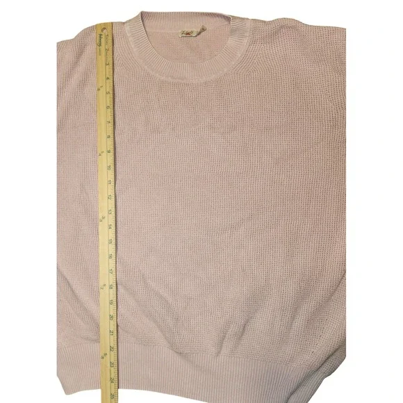Faherty Waffle Knit Sweater Pullover Crewneck Light Pink Textured Size XL - Picture 7 of 7